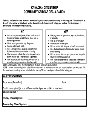 Canadian Cadet Community Service Declaration
