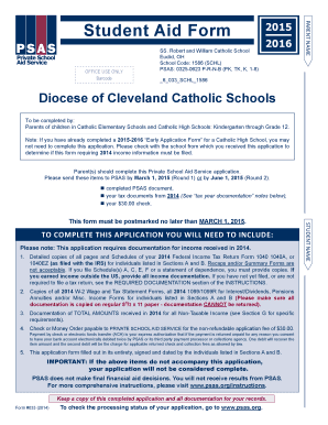 Student Aid Form 2015