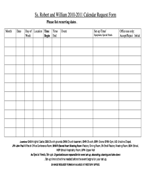 Ss Robert and William 2010- 2011 Calendar Request Form - srweuclid