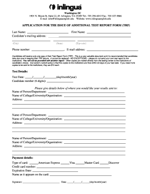 Fillable Online APPLICATION FOR THE ISSUE OF ADDITIONAL TEST REPORT ...