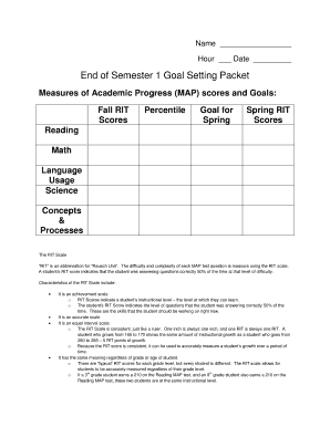 End of Semester 1 Goal Setting Packet