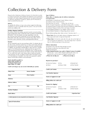 Collection & Delivery Form