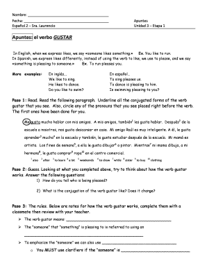 Spanish Verb Gustar Notes