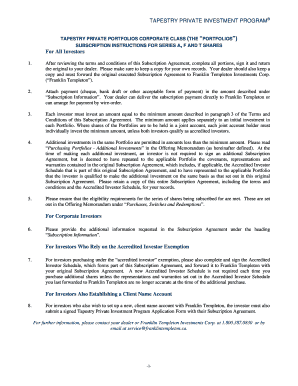 Tapestry Private Investment Program Subscription Agreement