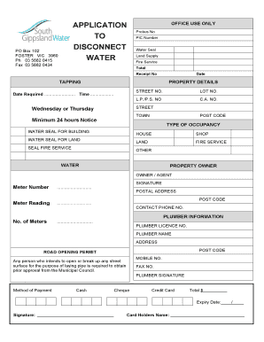 Water Seal Application Form