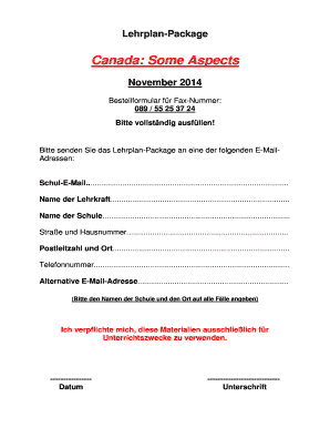 Lehrplan-Package Bestellformular