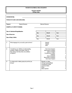 Women's Maternal Health Survey