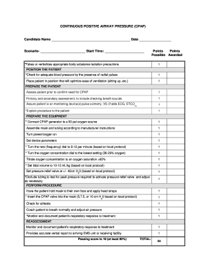 CPAP Procedure Evaluation Form