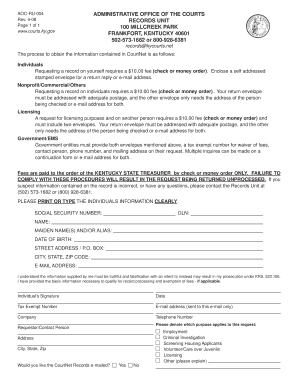 Kentucky CourtNet Records Request Form