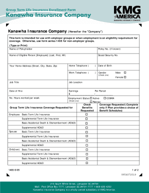 Kanawha Insurance Employee Benefits Enrollment Form