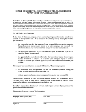 Minnesota Employee Personnel File Access Notice