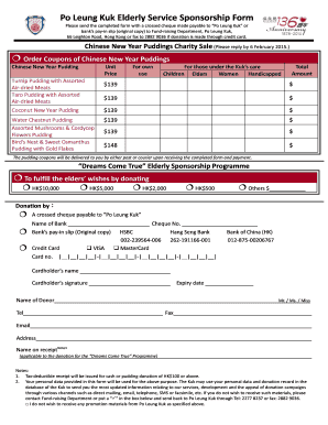 Po Leung Kuk Elderly Service Sponsorship Form