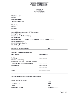 Hotel Plus Proposal Form