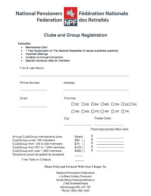 Club Membership Registration Form