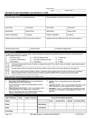 Options Client Agreement and Approval Form