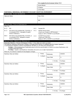 Custodial Individual Retirement Account Adoption Agreement