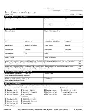 Entity Client Account Information Form