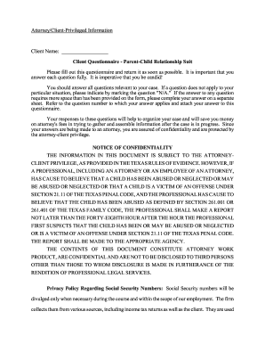 Client Questionnaire - Parent-Child Relationship Suit