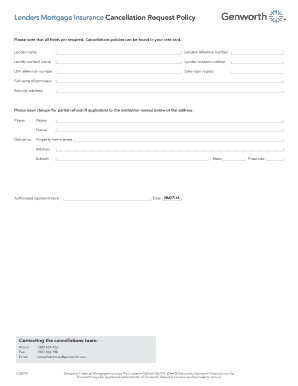 Lenders Mortgage Insurance Cancellation Request