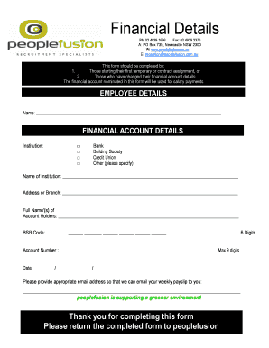 Employee Financial Account Details Form