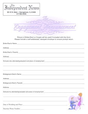 Bride and Groom Information Form