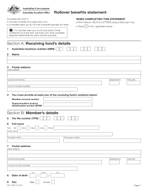 Rollover Benefits Statement