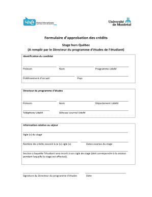 Formulaire d’approbation des crédits