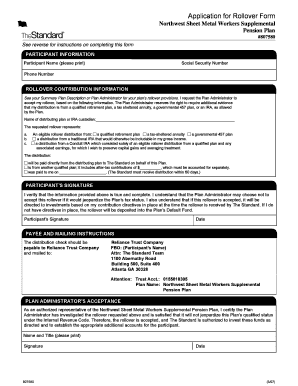 ApplicationforRolloverForm Northwest Sheet Metal Workers