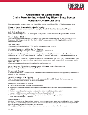 Claim Form for Individual Pay Rise – State Sector