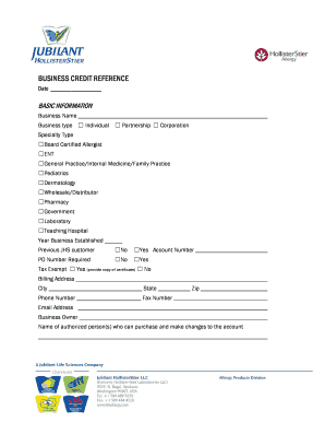 Business Credit Reference Form