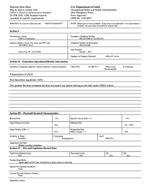 OSHA Material Safety Data Sheet