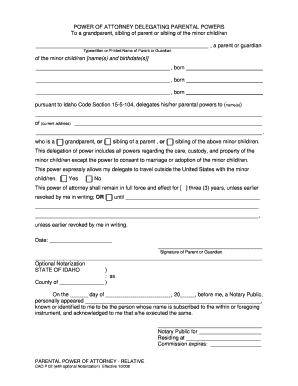Parental Power of Attorney - Relative