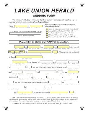 Wedding Announcement Form