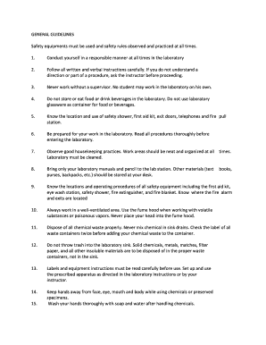 Laboratory Safety Guidelines and Agreement