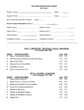 Trademark infringement cease and desist letter template - BUS REGISTRATION FORM 2015-2016 Student 1 Name Grade Bus - ccafwb