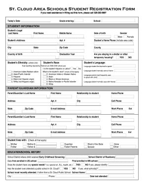 St. Cloud Area Schools Student Registration Form