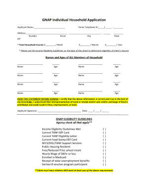 GNAP Individual Household Application
