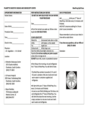 MoviPrep Split Dose Prep Instructions