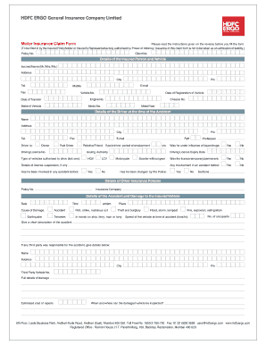 HDFC ERGO Vehicle Insurance Claim Form