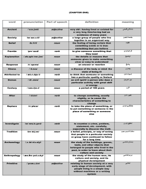 (CHAPTER ONE) word pronunciation Part of speech definition meaning Ancient /en - medicine kaums ac