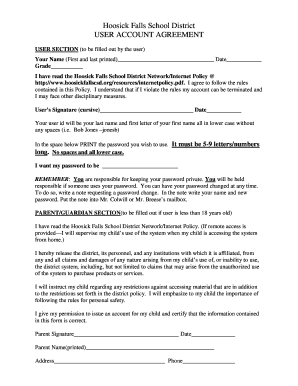 Hoosick Falls School District User Account Agreement