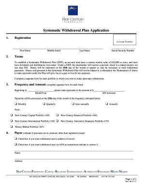 Systematic Withdrawal Plan Application