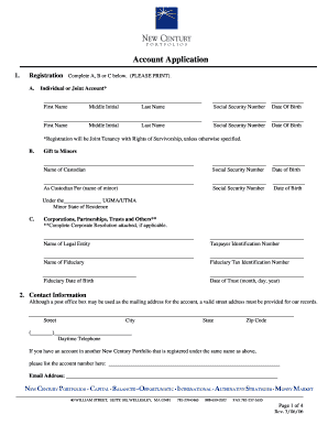 New Century Portfolios Account Application