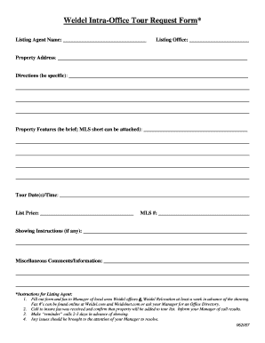 Weidel Intra-Office Tour Request Form