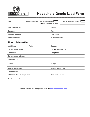 Household Goods Lead Form