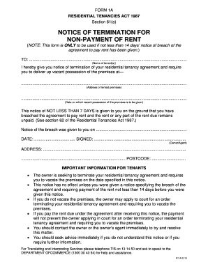 Notice of Termination for Non-Payment of Rent