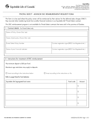Pivotal Select Advisor DSC Reimbursement Request Form