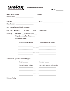 Card Evaluation Form