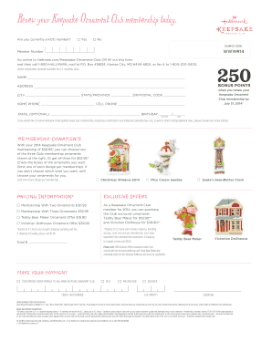 Keepsake Ornament Club Membership Renewal Form