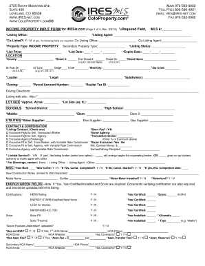 Income Property Input Form